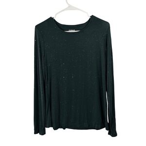 Celebrate Together Green Glitter Sparkle Long Sleeve Top Large Holiday Shimmer
